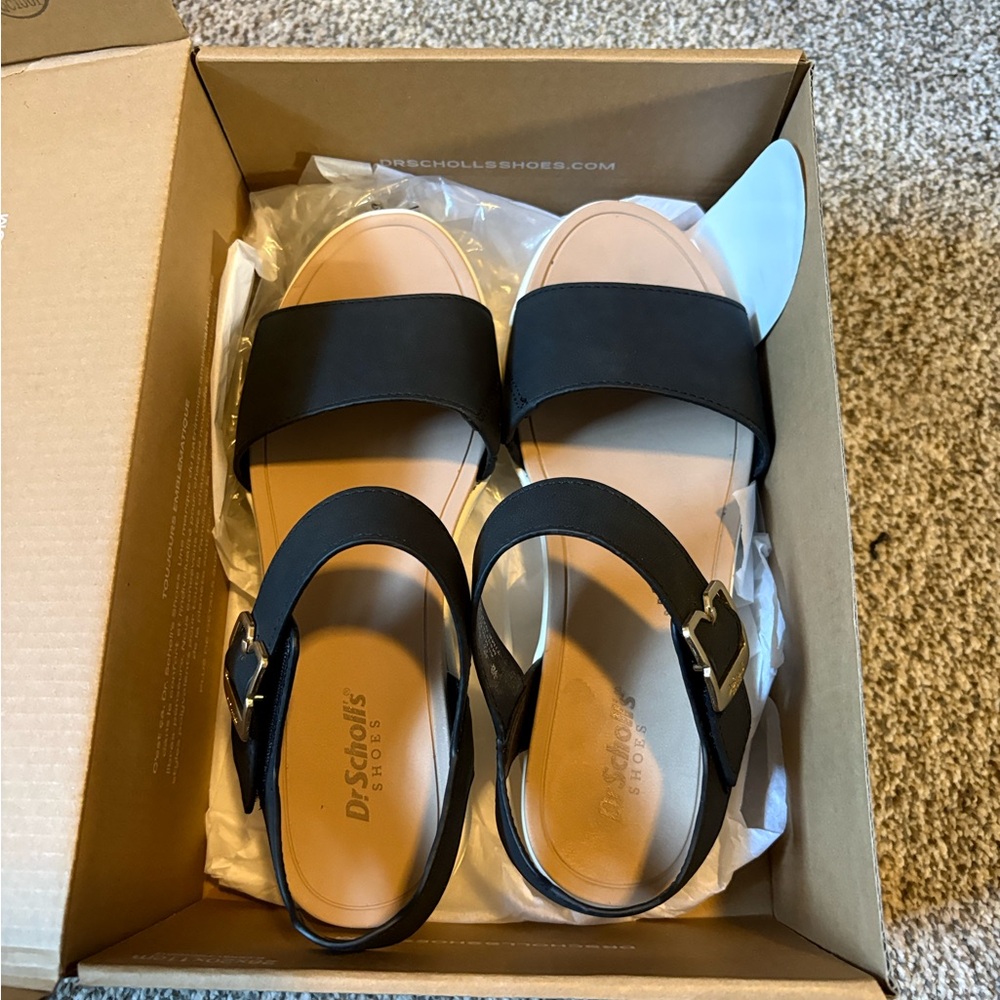 Dr Scholl’s Women’s Size 7 Black Sandals with Gold Buckle - Picture 5 of 6